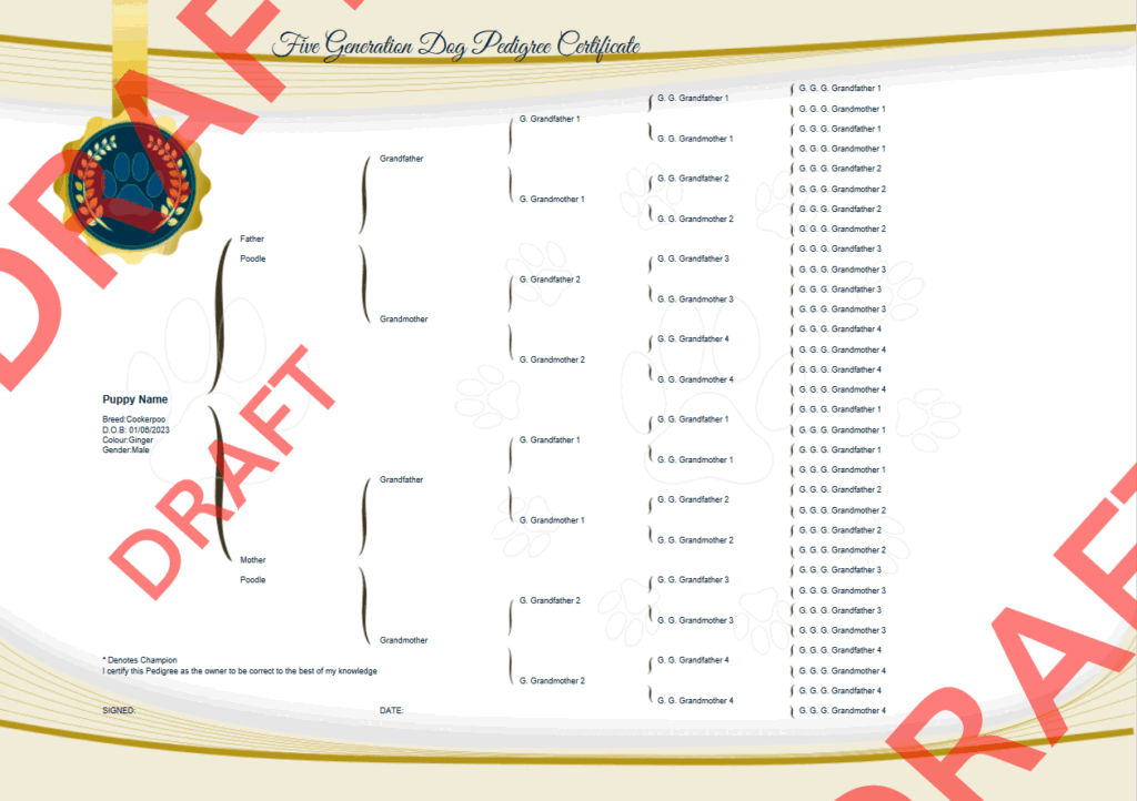 Download Five Generation Dog Pedigree Certificate For vrogue.co